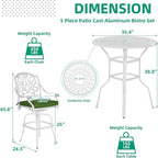 VIVIJASON 5-Piece Patio Swivel Bar Stools Set, All Weather Cast Aluminum - Image 6