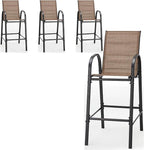 HOMREST Outdoor Bar Height Stools Set of 4, High Back Patio Chairs by HOMREST