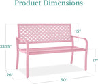 Best Choice Products Outdoor Bench 2-Person Metal Steel Benches Furniture - Image 2