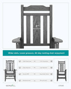 SERWALL Outdoor Rocking Chair Set of 6, Patio Rocking Chair Sets, HDPE Rocking - Image 2