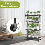 4 Tier Plant Stand with Wheels, Plant Shelf - Image 2