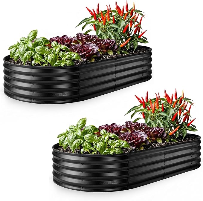 Plant & Plot Galvanized Raised Garden Beds Outdoor // 6×3×1 ft Planter Raised by PlantPlot