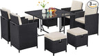 Yaheetech 9-Piece Patio Dining Sets, Outdoor Space Saving Rattan Chairs by Yaheetech