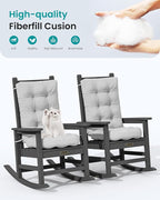 SERWALL HDPE Outdoor Rocking Cushion Set of 2, Memory Foam Cushion Flowers - Image 5