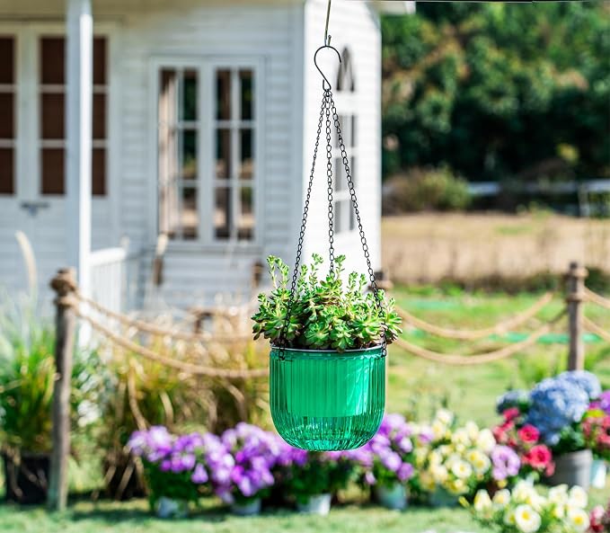 Melphoe 2 Pack Self Watering Hanging Planters Indoor Flower Pots, 6.5 Inch - Image 3