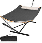 Double Hammock with Stand, Quick Dry Hammock with 12FT Stand by MansionHome