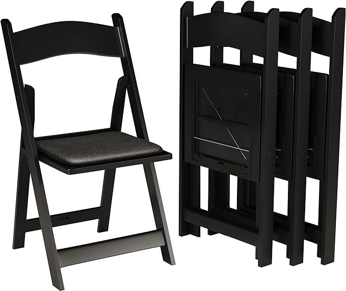 SIMPLEX 4 Black Resin Stackable Folding Chair by Simplex