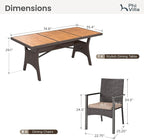 PHI VILLA Outdoor Dining Set for 8, Rectangular Rattan Table - Image 9