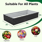 3 Pack 6x3x1FT Galvanized Raised Garden Bed Kit, Outdoor Metal Planter Box - Image 4