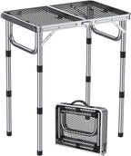 Anbte 2ft Folding Grill Table, Adjustable Height Max 27.5" Aluminum Camping by Anbte