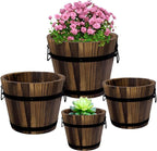 Adnee 4 Pack Wooden Whiskey Barrel Planters by Adnee