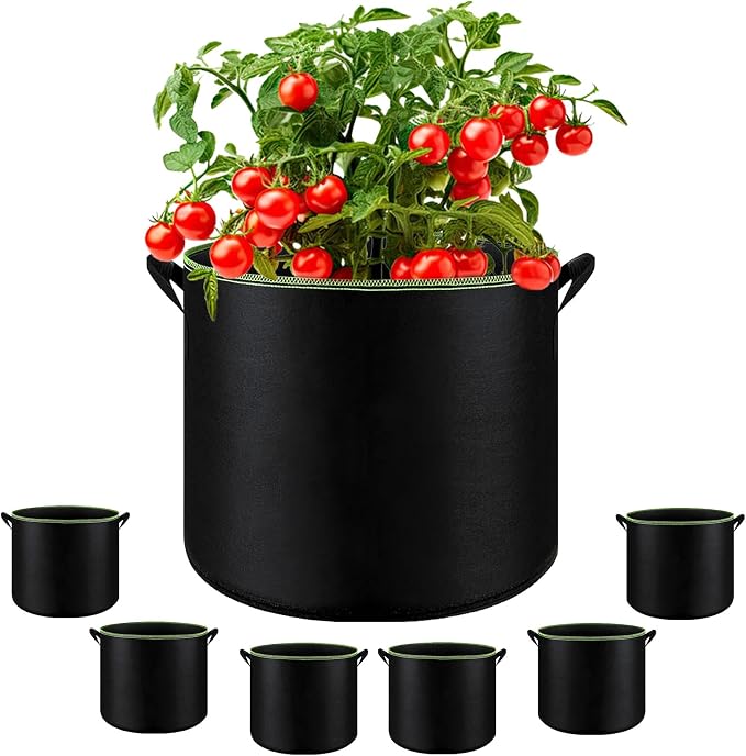 6-Pack 10 Gallon Grow Bags - 300G Heavy Duty Aeration Fabric Pots by SouilGoal