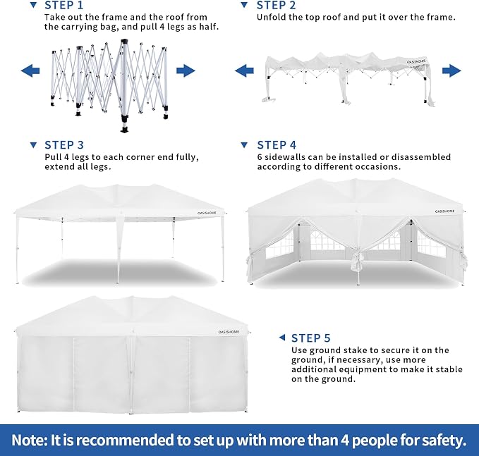 OASISHOME Pop-up Gazebo Canopy Tent 10'x20' - Image 5
