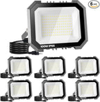 6 Pack LED Flood Lights Outdoor, 100W 10000LM Super Bright Floodlight Outside by LEDDICTIVE