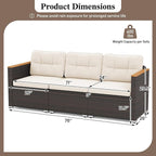 Tangkula 3-Seat Patio Wicker Couch Sofa, Outdoor 3 Seater Rattan Furniture Set - Image 3