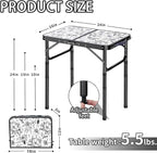 Outdoor Side Table, Portable 3 Adjustable Height Small Outdoor Folding Table - Image 3