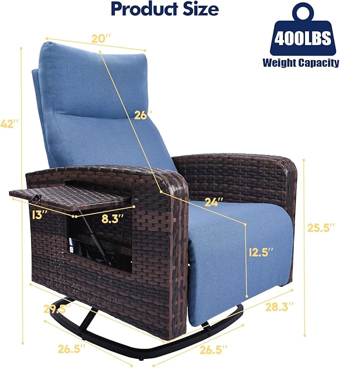 Outdoor Recliner Chair, Wicker Patio Recliners - Image 2