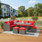 Tangkula 7 Pieces Patio Furniture Set, Outdoor Sectional Rattan Sofa Set by TANGKULA