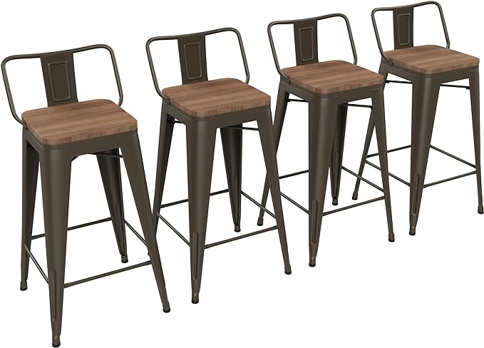 Yongchuang 24 inch Bar Stools Set of 4 Metal Counter Height Bar Stools by YongchuangInternational