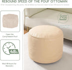 HIGOGOGO Round Stuffed Pouf Ottoman, Pu Leather Poufs - Image 6