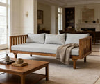 Merax Solid Acacia Wood Couch Chaise Lounge Chair Indoor, 3 Seater Daybed Sofa - Image 9