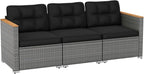 Tangkula 3-Seat Patio Wicker Couch Sofa, Outdoor 3 Seater Rattan Furniture Set by TANGKULA