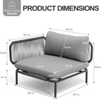 Patio Furniture Set, Outdoor Patio Furniture Oversized Metal Patio Sectional - Image 2