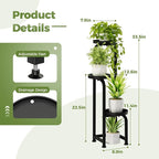 Bamworld Tall Plant Stand Indoor Outdoor, Corner Metal Flower Pot Stands - Image 4