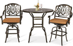 VIVIJASON 3-Piece Patio Swivel Bar Stools Set, All Weather Cast Aluminum by VIVIJASON