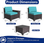 Outdoor Patio Furniture Set, 6 Pieces Outdoor Sectional Furniture High Backrest - Image 2