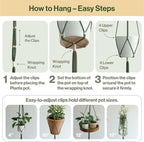 Macrame Plant Hanger Polyester Rope 42 Inch Outdoor Indoor Adjustable Hanging - Image 4