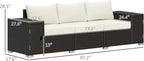 Outsunny 3 Seater Wicker Sofa - Image 3