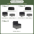 Aoxun 10 Piece Patio Furniture Set Wicker Rattan Patio Conversation Set Outdoor - Image 8