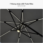 PURPLE LEAF 10 Feet Patio Umbrella Outdoor Cantilever Solar Powered LED Square - Image 4