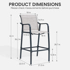 Crestlive Outdoor Bar Stools Set of 4, 500 lb Capacity Metal Patio Bar Chairs - Image 3