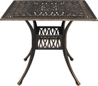 VINGLI Patio Dining Table with Umbrella Hole, Cast Aluminum Outdoor Bistro by VINGLI