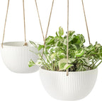 UBEE Ceramic Hanging Planters Indoor Outdoor, 7.5 Inch + 6.5 Inch Hanging - Image 2