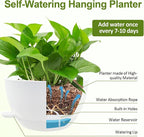 WOUSIWER Self Watering Hanging Planters, 2 Pack 12'' Plastic Pots - Image 6