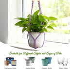 Macrame Plant Hanger, Wood Beads Cotton Hanging Planter Holder - Image 6