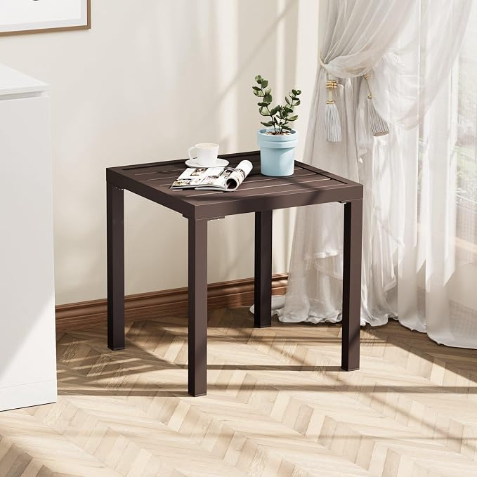 Crestlive Products Outdoor Side Table, Small Square Metal End Table Easy - Image 7