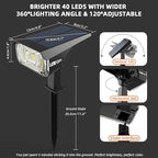 Solar Spot Lights, IP65 Waterproof 40 LED's Landscape Spotlights, 3 Modes - Image 6