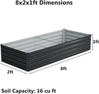 8x2x1 ft Galvanized Raised Garden Bed, Outdoor Planter Box Metal Patio Kit - Image 2