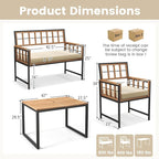 Tangkula 4 Piece Patio Dining Set, Outdoor Wood Dining Furniture W/ 2 Chairs & - Image 7