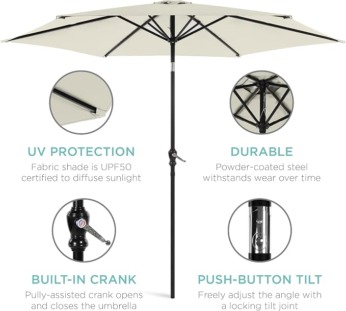 Best Choice Products 10ft Outdoor Table Compatible Steel Polyester Market Patio - Image 5