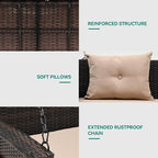 YITAHOME Wicker Hanging Porch Swing Chair Outdoor Brown Rattan Patio Swing - Image 6