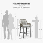 PURPLE LEAF Outdoor 24" Counter Height Bar Stools Chair Set of 2, All Weather - Image 3