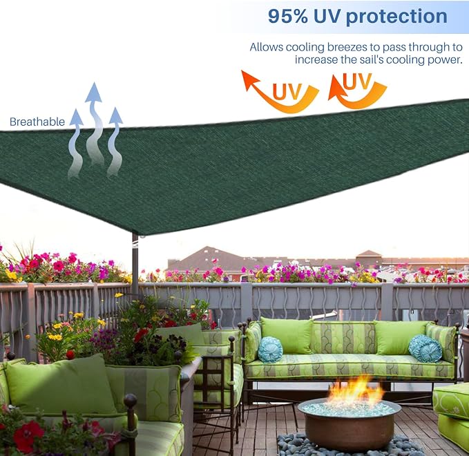 E&K Sunrise 28' x 28' x 28' Sun Shade Sail Triangle Canopy Shade Cover UV Block - Image 5