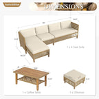 Sophia and William 5-Piece Wicker Patio Furniture Set, L-Shaped Outdoor - Image 7