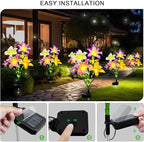 4 Pack Solar Garden Lights LED Solar Lilies Flower Lights, Yard Patio Pathway - Image 6