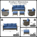 Belord Wicker Patio Furniture 5 Piece Outdoor Sofa Set, Oversize Outdoor Swivel - Image 2